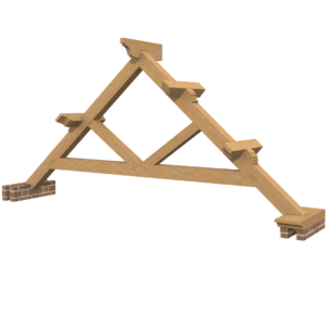 Image of an Oak Raised Tie Queen Post Truss, showcasing exquisite craftsmanship and traditional design. A perfect blend of elegance and structural strength