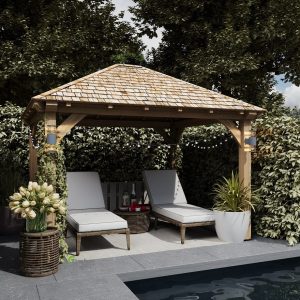 Spacious oak gazebo kit for outdoor areas, offering durability and style