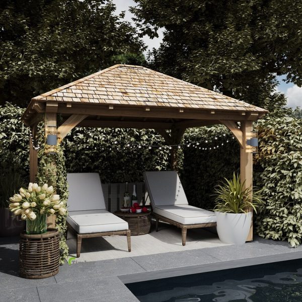 Spacious oak gazebo kit for outdoor areas, offering durability and style
