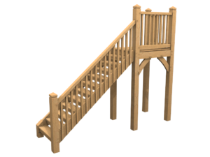Outdoor Oak Staircase Tyne 1.25m x 4.2m with sturdy handrails and anti-slip treads
