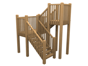 Weather-resistant oak staircase for outdoor use, featuring durable construction for lasting performance