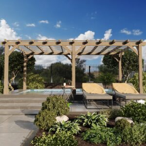 Image of 2 Bay Oak Pergola (3.5m x 6m) - Crafted for enduring beauty and strength, this oak pergola enriches outdoor spaces with natural elegance and sophistication