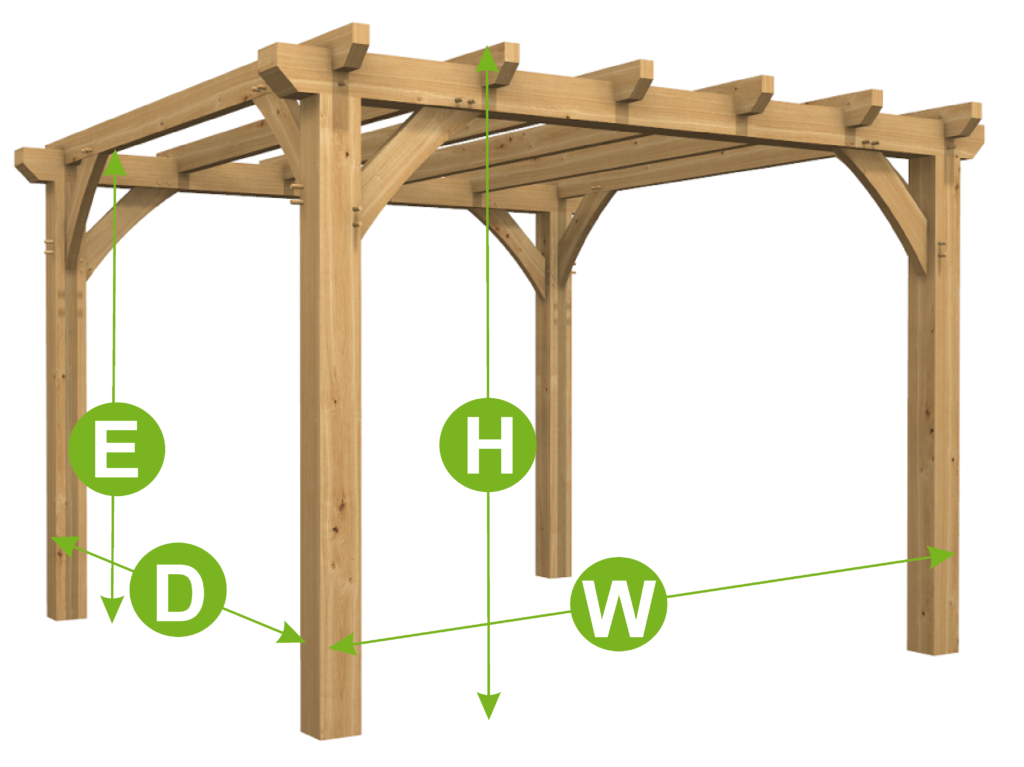 Durable Oak Pergola with Chunky Oak Beams: Durable and Elegant Garden Addition, Dimensions: [Height] x [Width] x [Length], [Number of Bays]