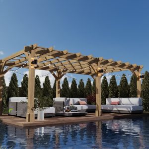 Two Bays Oak Pergola 3 m x 6 m - Crafted for timeless charm. Ideal for outdoor gatherings and relaxation. Buy now for enduring elegance.