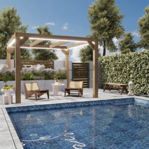 Contemporary Oak Pergola, 3m x 3m – Ideal for modern houses, perfect for parties and BBQ gatherings