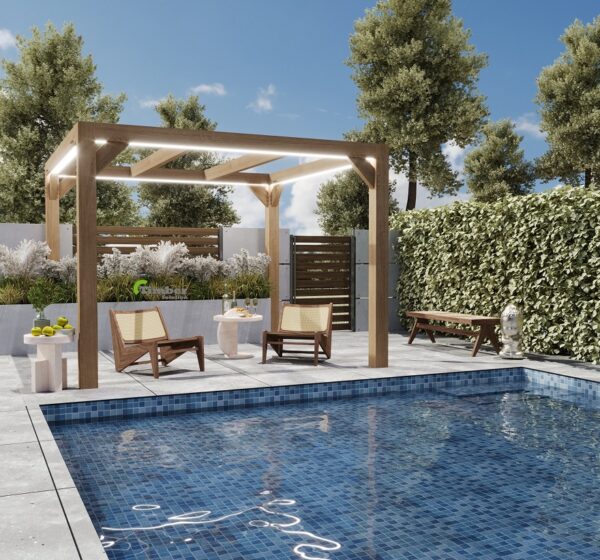 Contemporary Oak Pergola, 3m x 3m – Ideal for modern houses, perfect for parties and BBQ gatherings