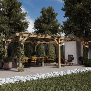 Timber Solution offers a varied collection of oak pergola designs tailored to your preferences. Choose from standard to bespoke creations, providing flexibility for your unique outdoor space. Our standard oak pergolas typically feature one or two bays, but options extend to three or four bays and beyond, ensuring limitless possibilities