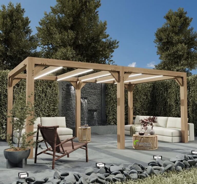Modern Oak Pergola Without Overhang | Minimalist Garden Design
