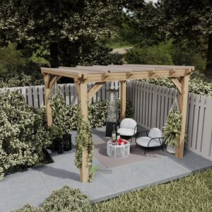 Outdoor structure with sturdy oak beams and clear roofing