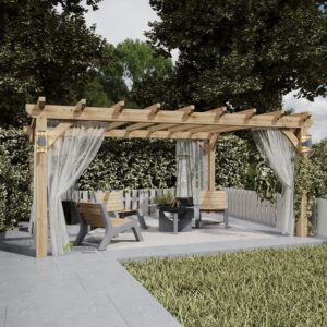 Luxurious outdoor living: 4x5m oak pergola with uninterrupted views