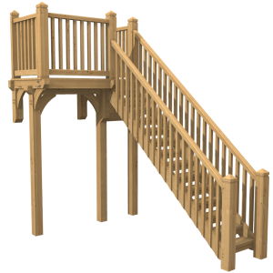 Seamless oak balcony and staircase combination providing access between level
