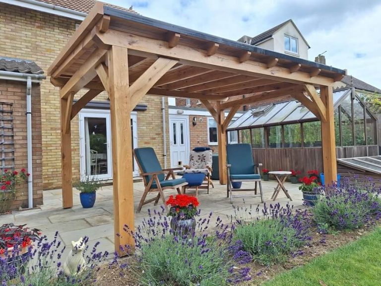 Pent Roof Oak Gazebo with Sides | 12 Custom Oak Wall Designs