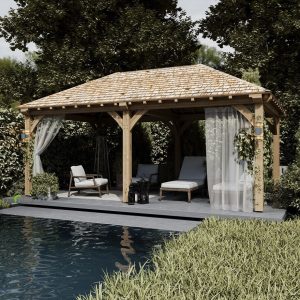 Oak gazebo with cost-saving design options for affordable outdoor spaces