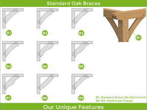 Various oak brace shapes showcasing different designs for structural support and aesthetic appeal.