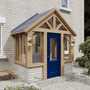 Modern boot room with oak features, showcasing a space for pets and utility items