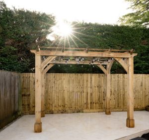 Oak pergola with trellis kits designed for durability and elegant garden design