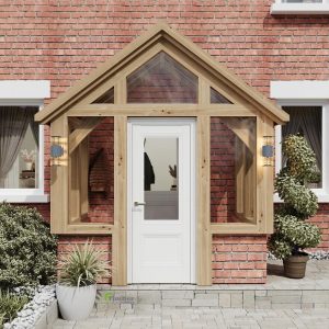 Enclosed oak porch enhancing home security and adding extra storage space