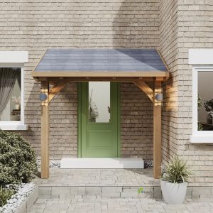 Oak pent roof porch with a simple, sloped design offering a modern entrance solution