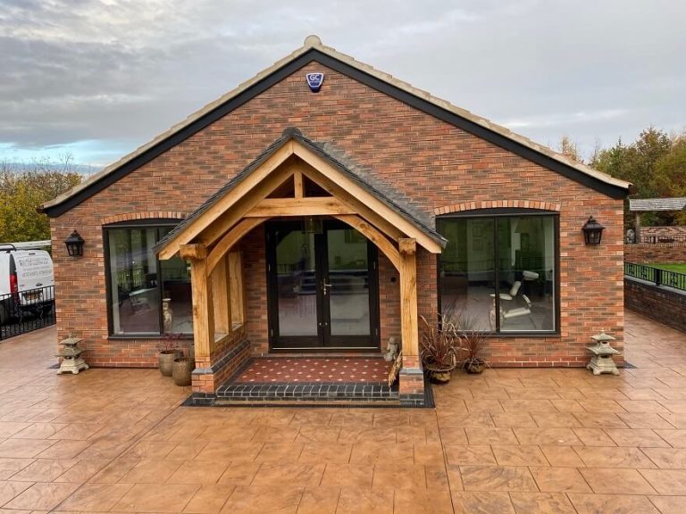 Oak Porch Minotaur Beetle - Bespoke Design by Timber Solution