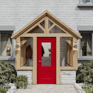 Oak frame garden room with face glazing, providing enhanced weatherproofing and energy efficiency.