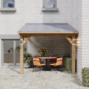 tylish oak-framed veranda kit with customizable roof options for shaded outdoor areas