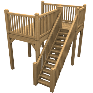 Custom external oak staircase and balcony showcasing precise craftsmanship and timeless design.