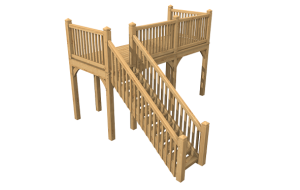 Elegant oak balcony with stair offering independent access and enhancing a home’s functionality and charm.