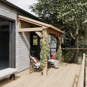Custom oak lean-to extension with a natural finish, designed for durability and enhanced outdoor living