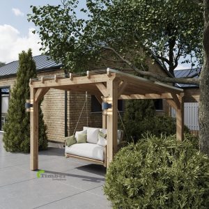 Oak Pergola Roof Panels or with polycarbonate roof panels, offering year-round protection and style