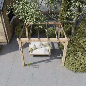 Solid oak pergola featuring polycarbonate roofing, providing durability and shelter for outdoor spaces