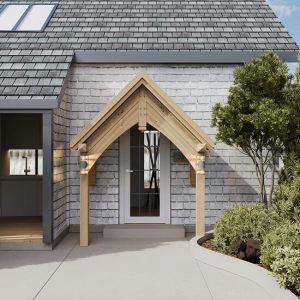 Bespoke UK-made oak porch, designed for timeless style and lasting quality, offering a perfect blend of tradition and precision