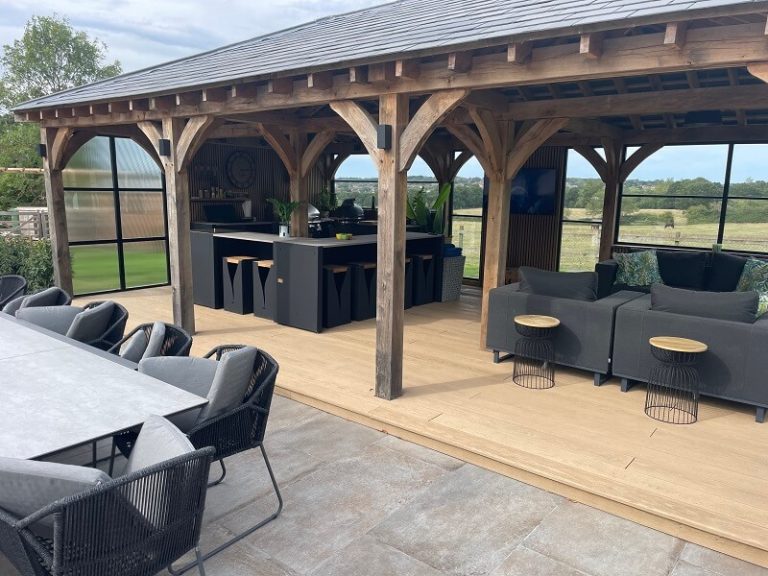 Oak Gazebos with Grillo Outdoor Kitchens | Timber Solution