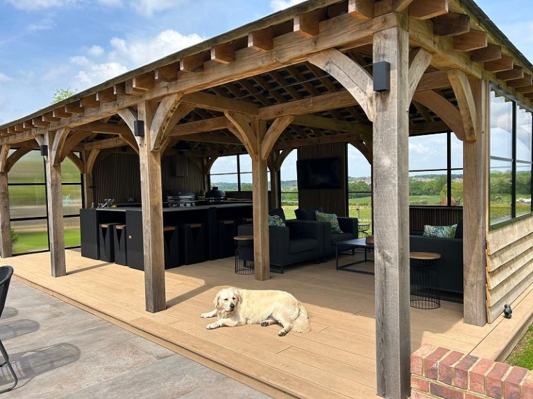 Oak Gazebos with Grillo Outdoor Kitchens | Timber Solution