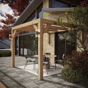 Untreated oak timber weathering naturally outdoors with optional oil treatment